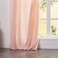 Close-up of 100% linen peach curtain hems