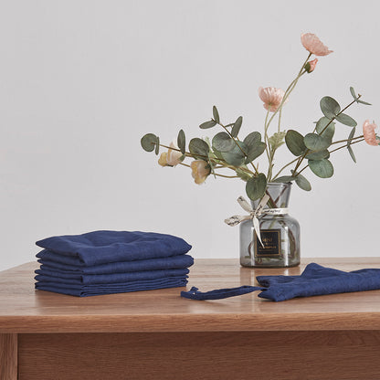 Stack of Four Indigo Blue Linen Placemats Table Linens