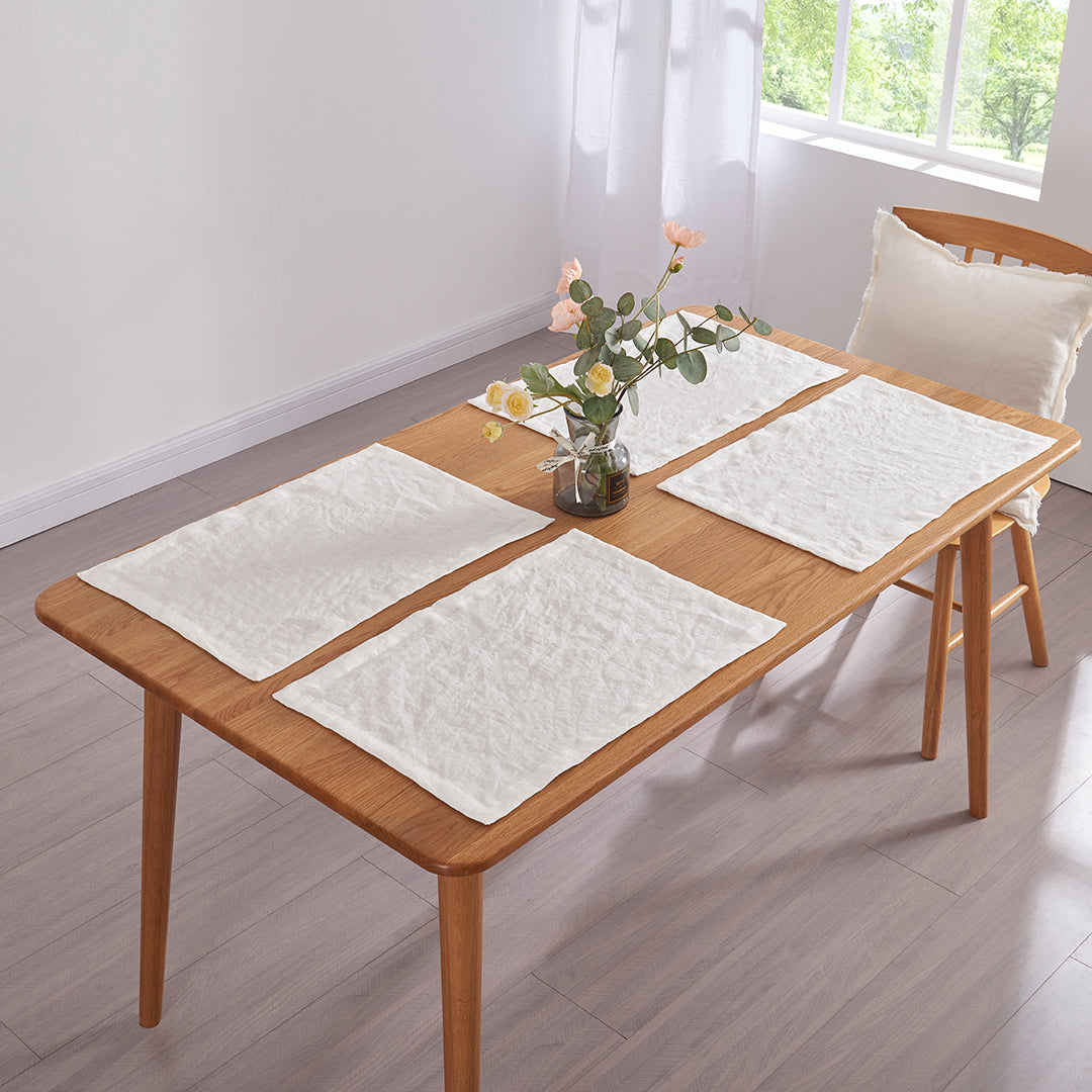 Ivory Linen Placemat Set on Table