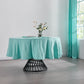 Aqua Green Plain Round Linen Tablecloth on Table