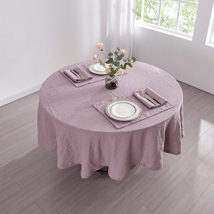 Round Linen Tablecloth in Lilac Purple