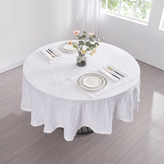 Made-to-measure Round Linen Tablecloth in White