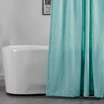 Pure Linen Shower Curtain Aqua Green