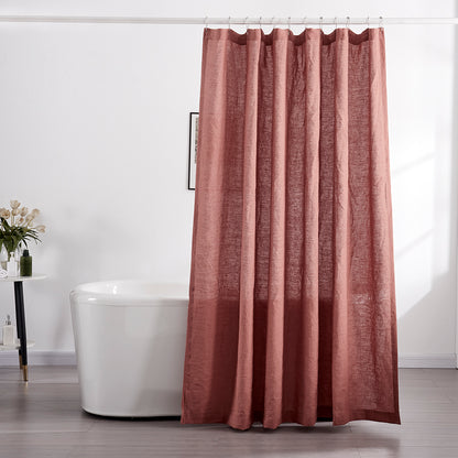 Linen Rust Red Shower Curtain in Bathroom