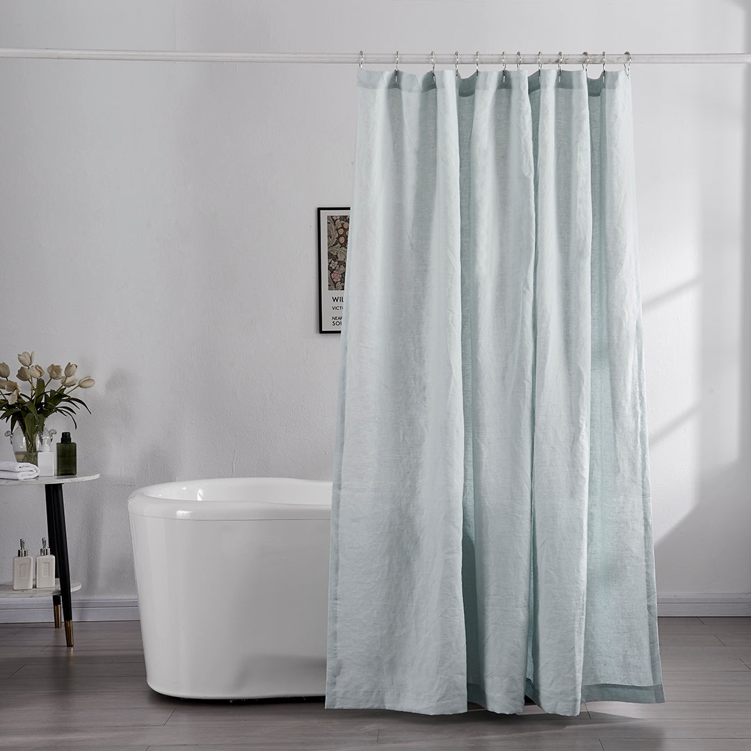 Pale Blue Linen Shower Curtain