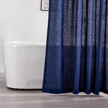 Detail of Linen Indigo Blue Shower Curtain