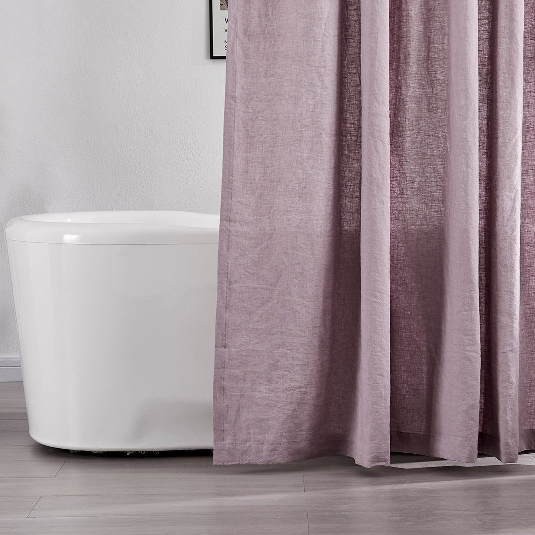 Bottom of Lilac Linen Shower Curtain