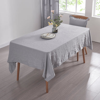 Alloy Gray 100% Linen Plain Tablecloth in Dining Room