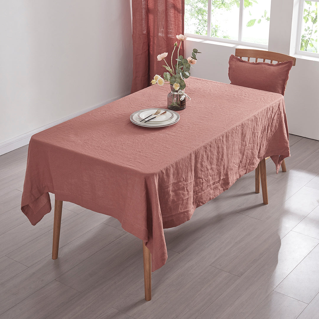 Rust Red Linen Tablecloth
