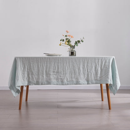 Side of Pale Blue Linen Tablecloth