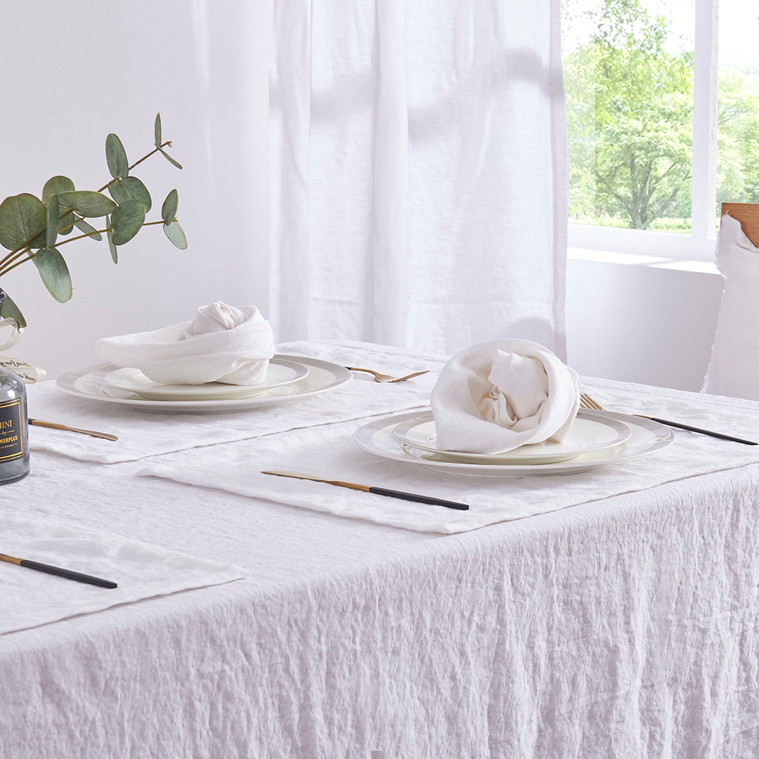 Optic White Linen Napkins on Table
