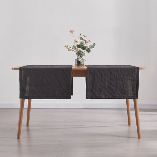 Table with Two Black Linen Table Runners