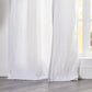 Close-up of 100% linen optic white curtain hems