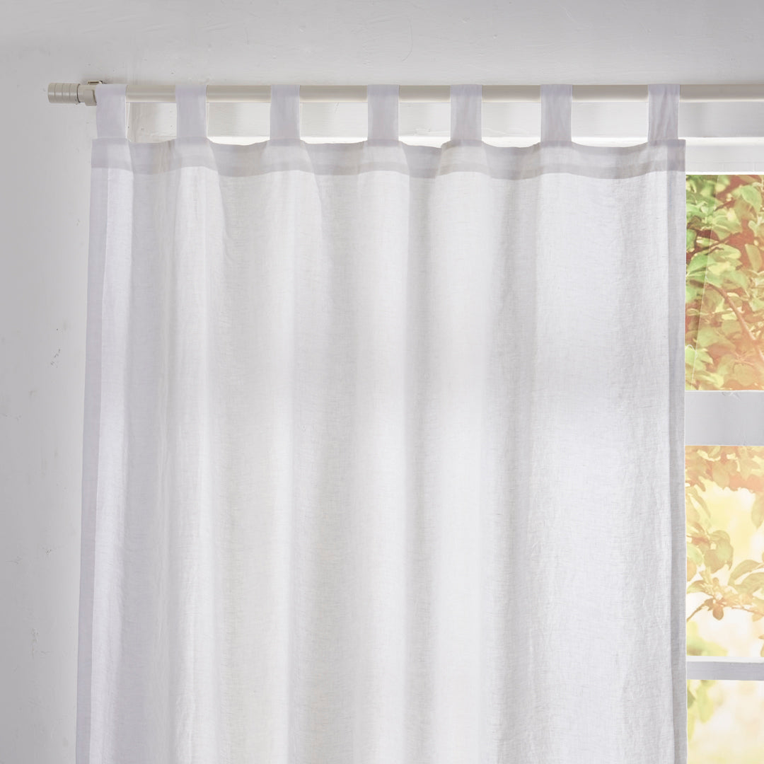 Tab Top of Optic White Linen Curtain