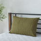 Green Olive Linen Quilted Sham on Bed