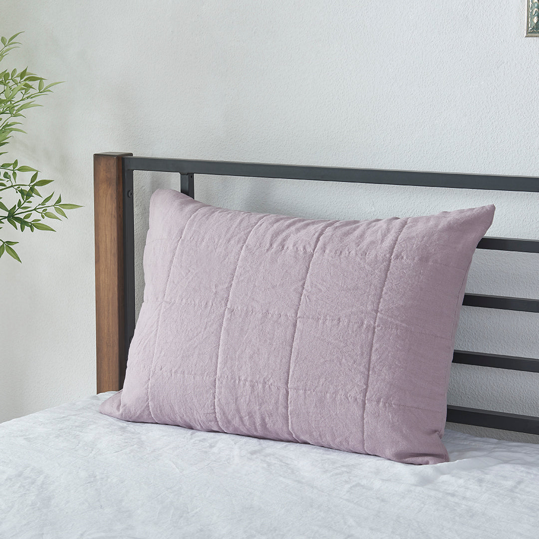 Lilac Linen Quilted Pillow Sham