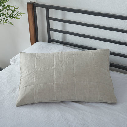 Natural Linen Quilted Pillowcase Sham