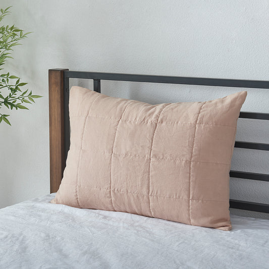 Nude Linen Quilted Pillow Sham