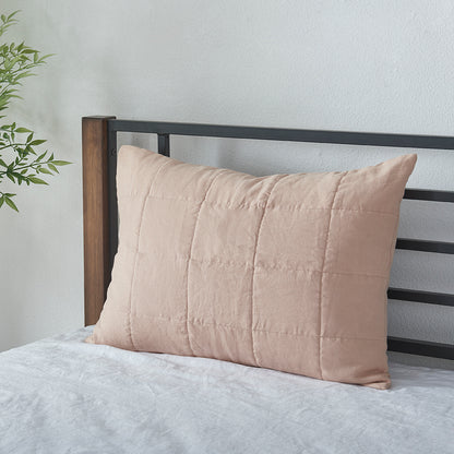 Nude Linen Quilted Pillow Sham