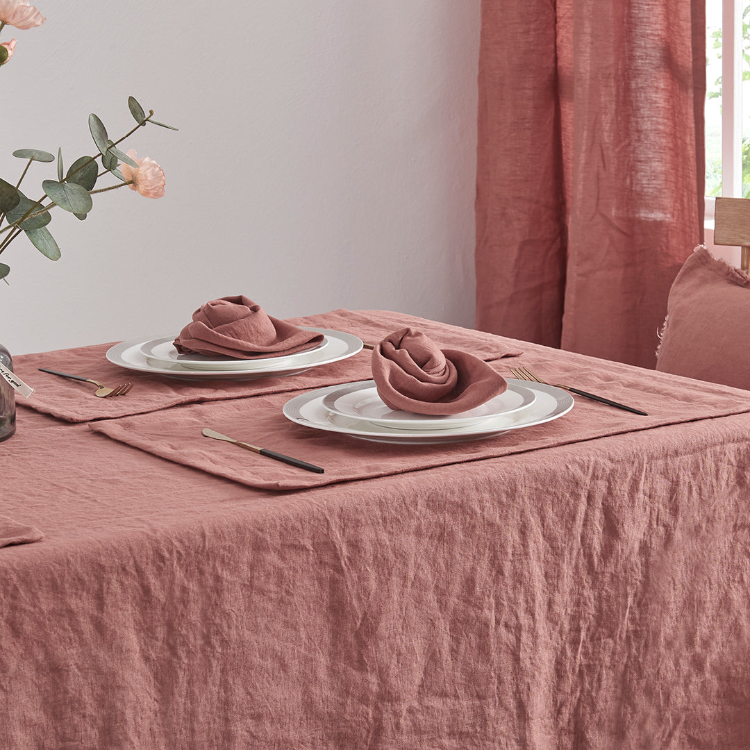 Rust Red Linen Napkin Set on Table